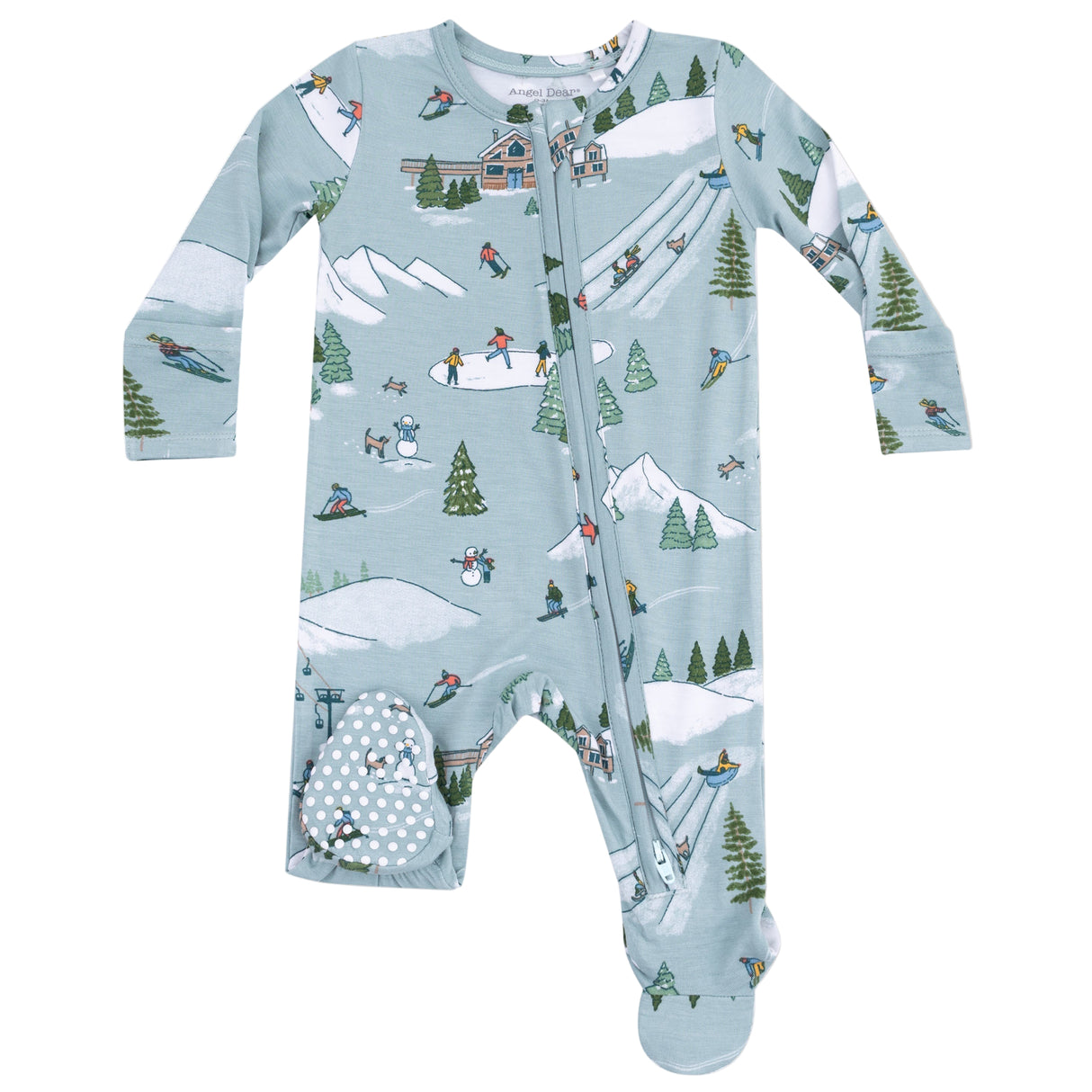 2 Way Zipper Footie - Winter Fun Skiers - HoneyBug