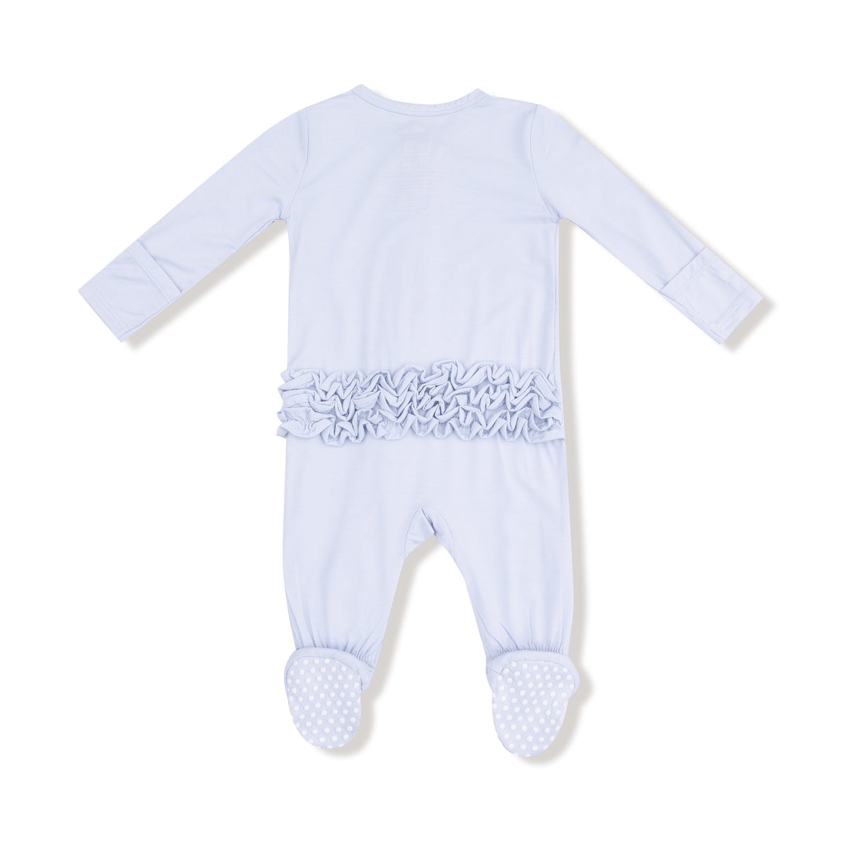 2 Way Zipper Ruffle Back Footie - Arctic Ice - HoneyBug