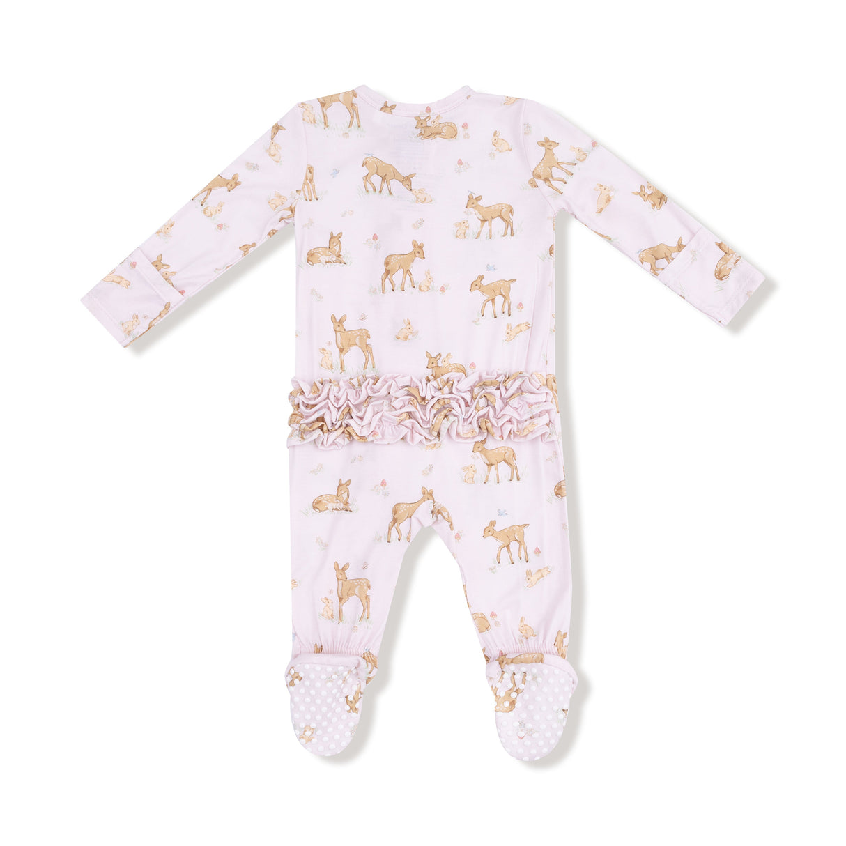 2 Way Zipper Ruffle Back Footie - Little Fawn - HoneyBug