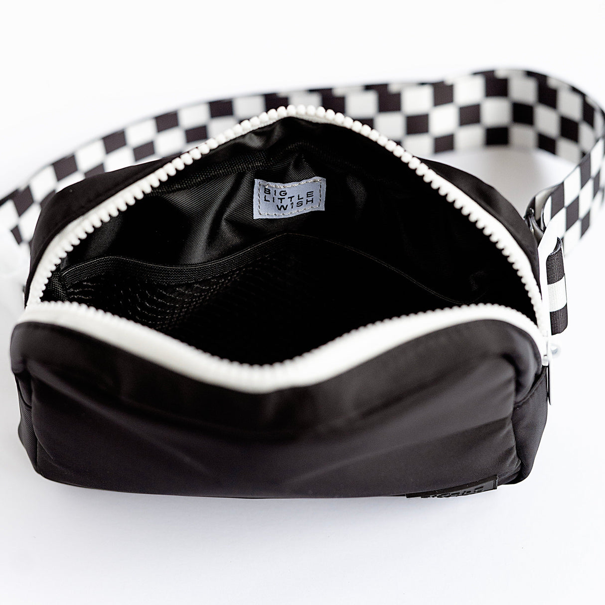 Check Strap Black Belt Bag