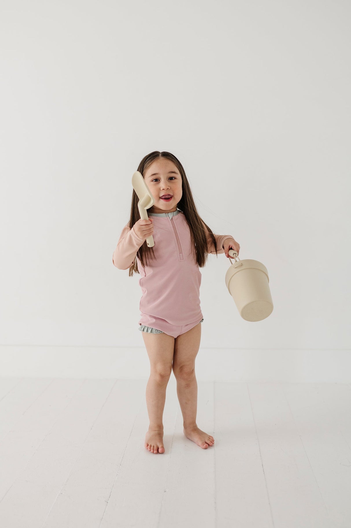 Girl's Zip Rash Guard Swimsuit