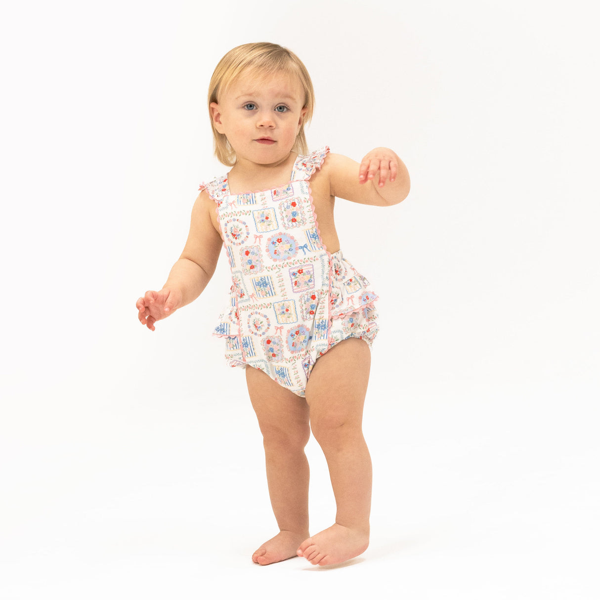 Julep's Floral Patchwork - Ric Rac Ruffle Sunsuit