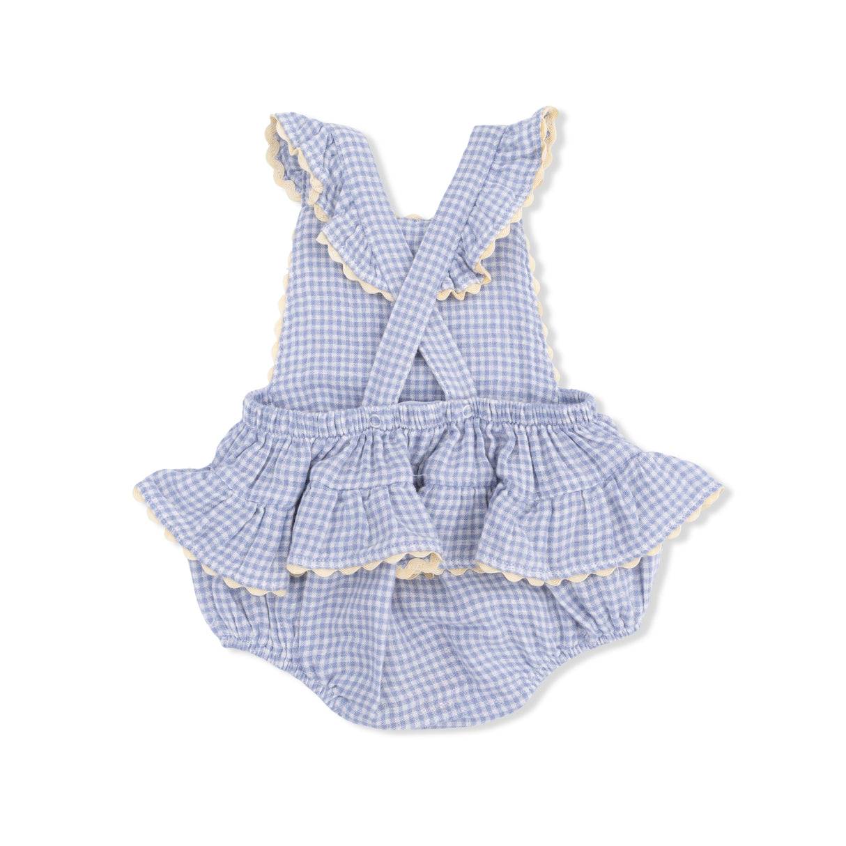 Micro Gingham Blue Blizzard - Ric Rac Ruffle Sunsuit