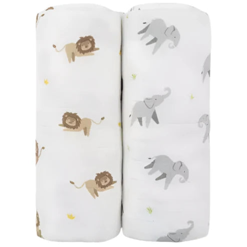 Lion & Elephant Swaddle Set - HoneyBug