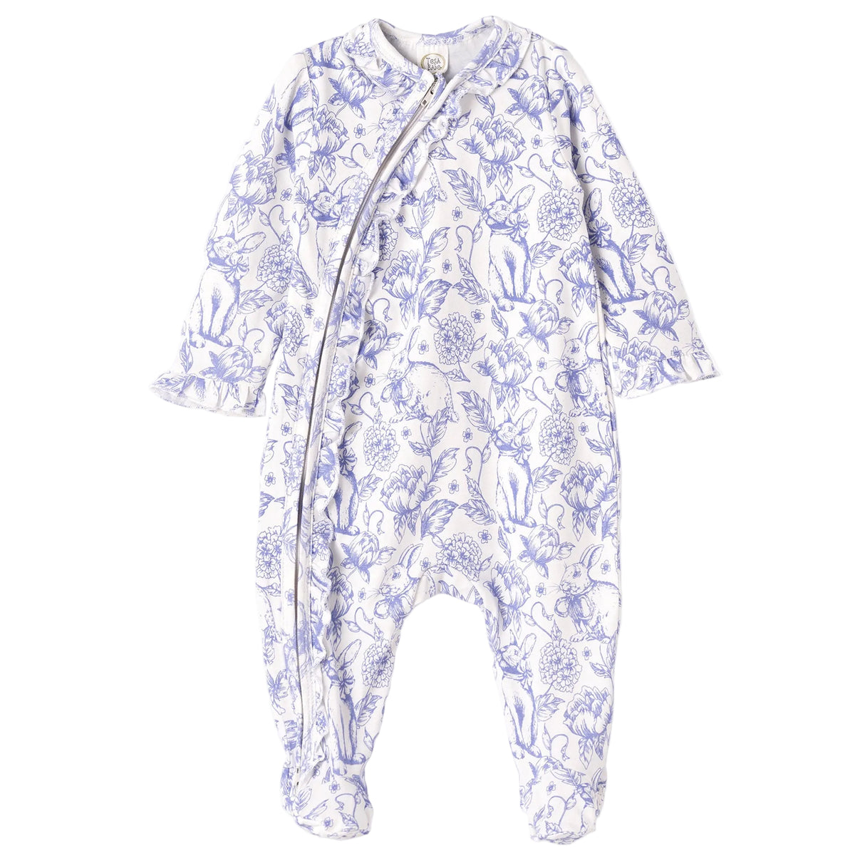 Easter Bunny Toile Bamboo Zipper Romper
