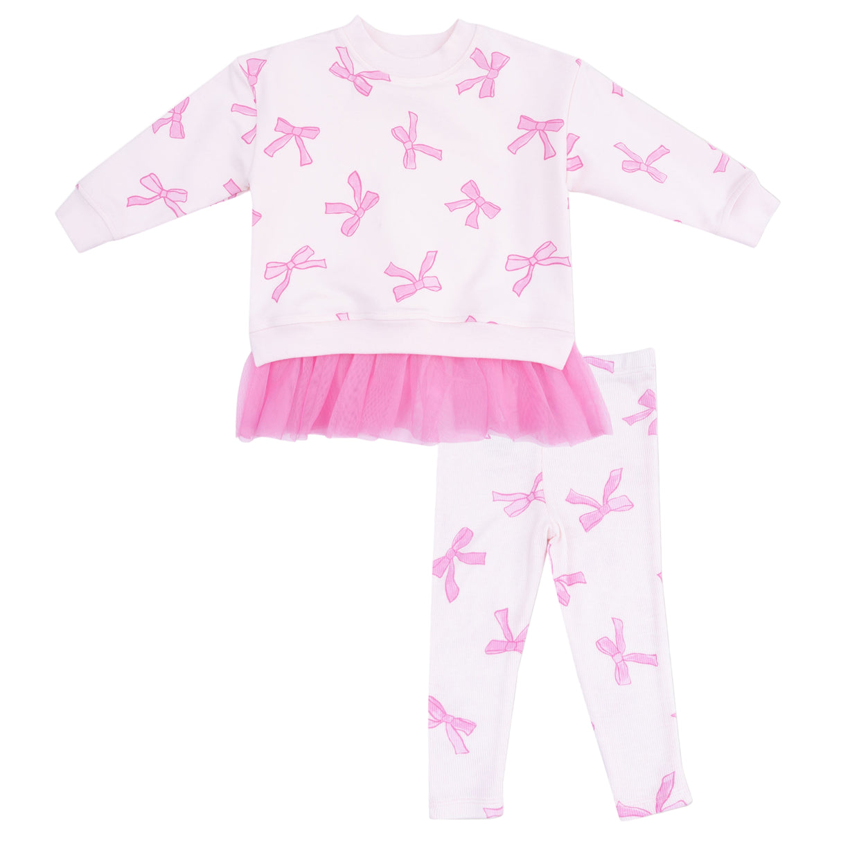 Sweatshirt with Tulle Ruffle and Ribbed Legging - HoneyBug