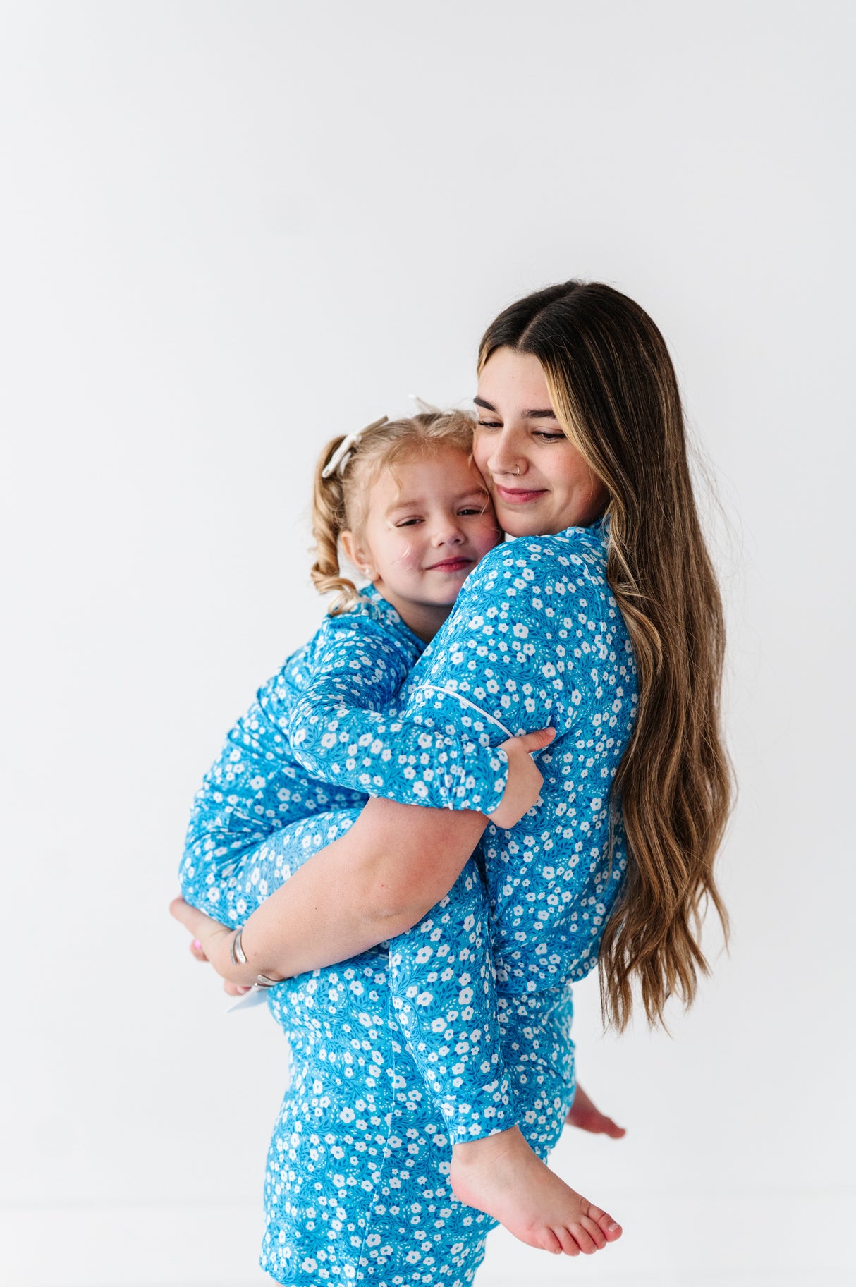 Blue Base Flowers Two Piece Long Set - HoneyBug