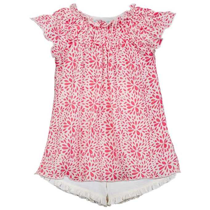 Ruched Tunic Set - Splashes on White - HoneyBug