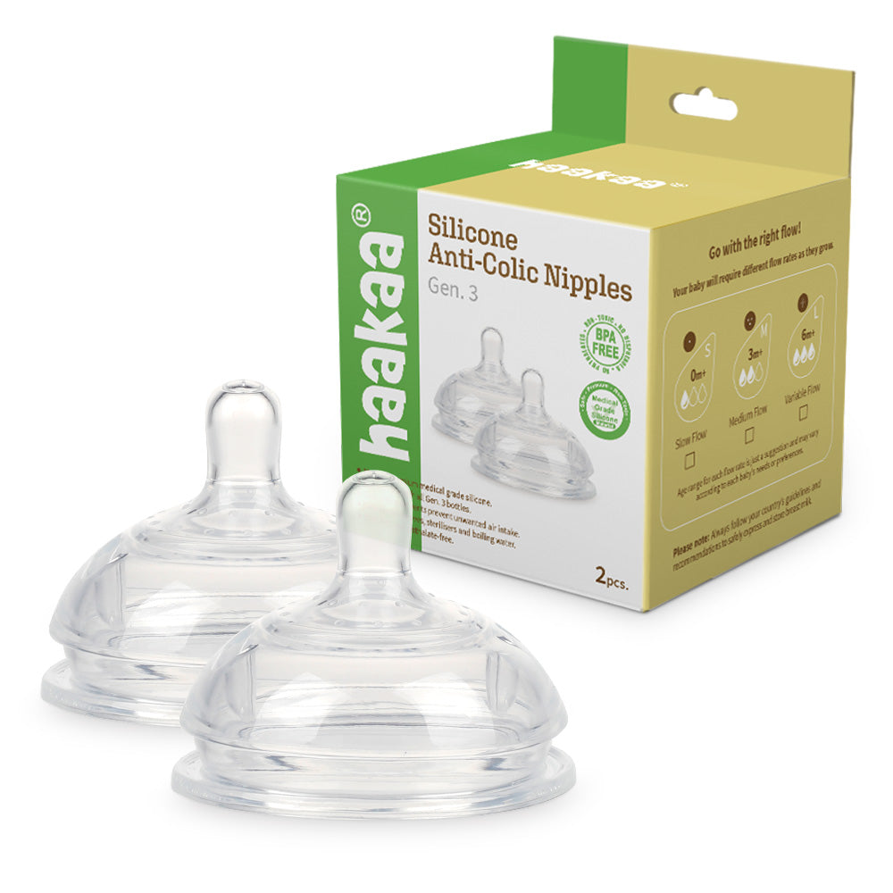 Haakaa Gen 3 Silicone Bottle Anti-Colic Nipple 2 pk - HoneyBug