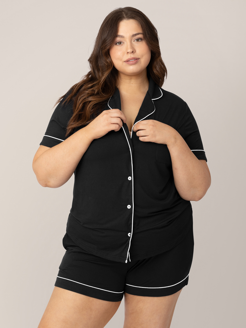 Clea Bamboo Classic Short Sleeve Pajama Set | Black - HoneyBug