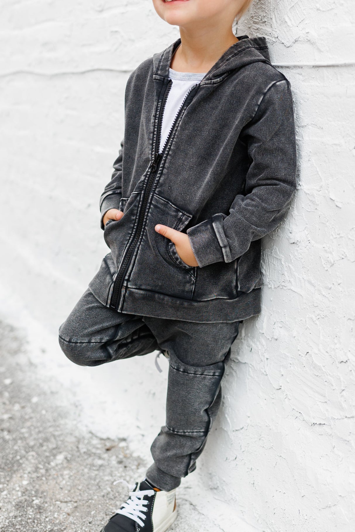 ZIP HOODIE- Midnight Snow Wash - HoneyBug