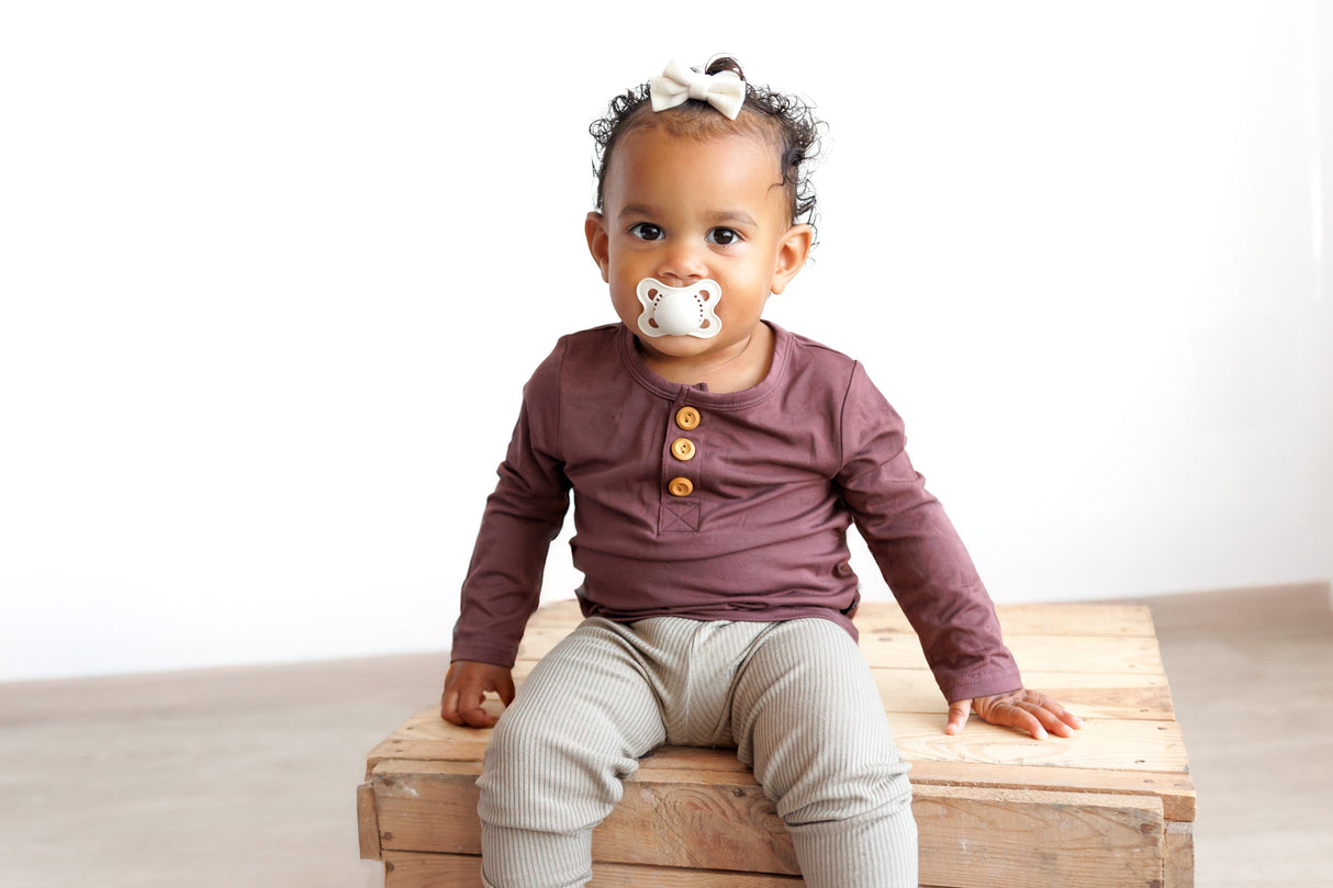 HENLEY LONG SLEEVE- Black Cherry - HoneyBug