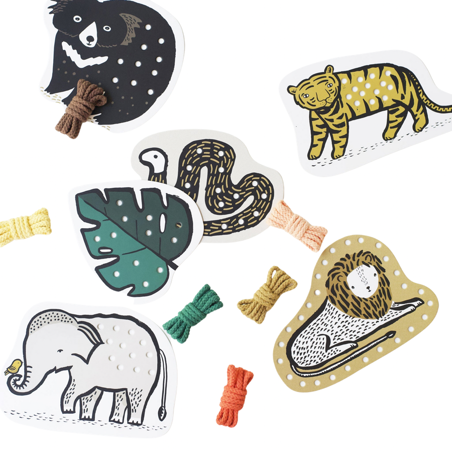 Lacing Cards - Jungle Animals - HoneyBug