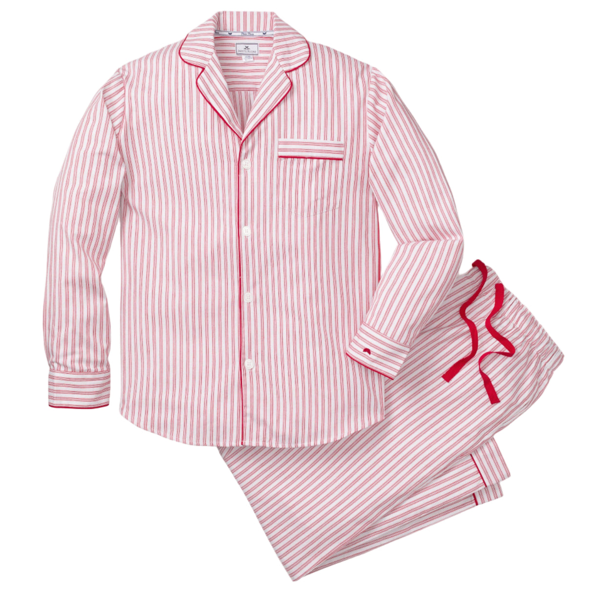 Men's Twill Pajama Set in Antique Red Ticking - HoneyBug