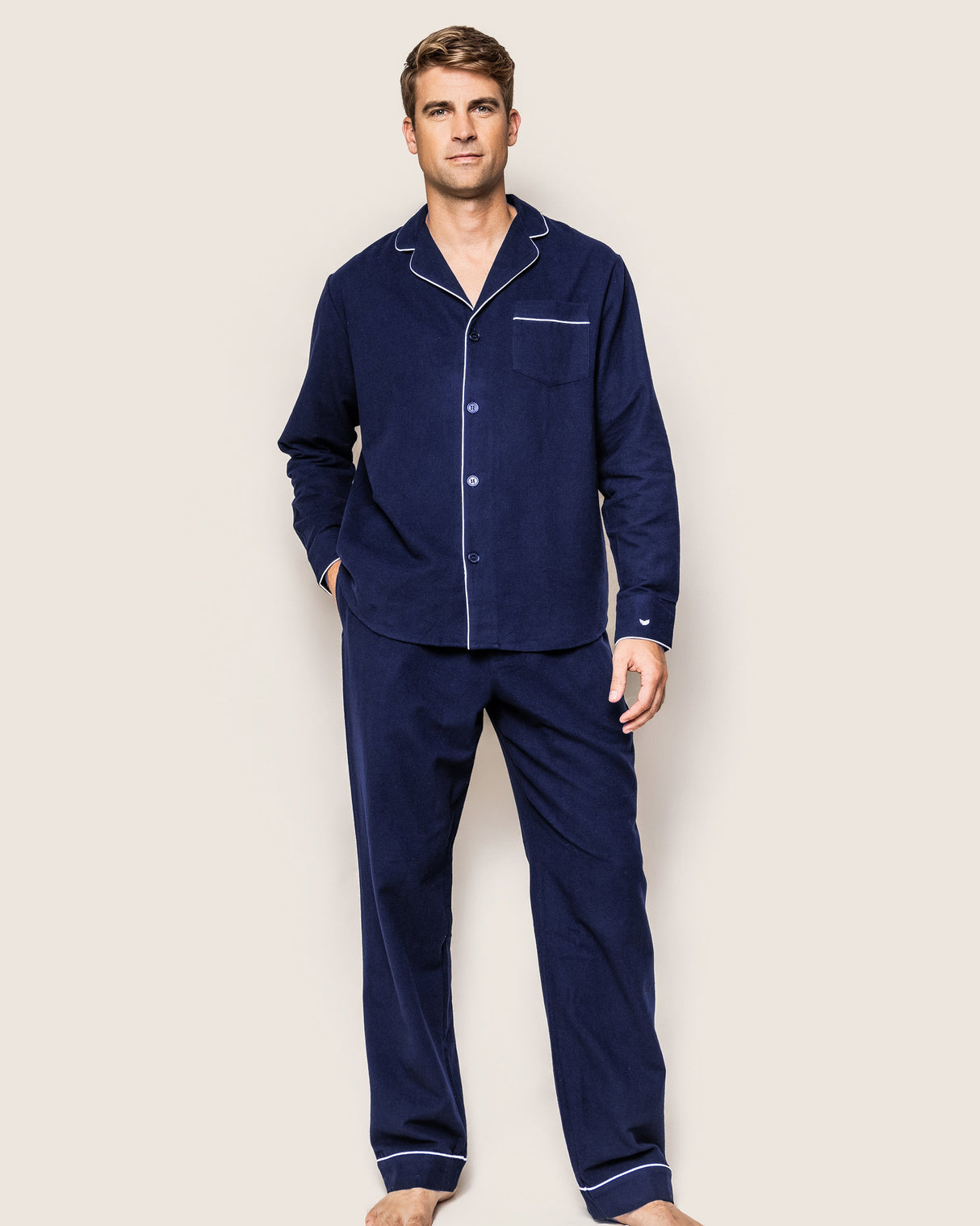 Men's Flannel Pajama Set in Navy - HoneyBug