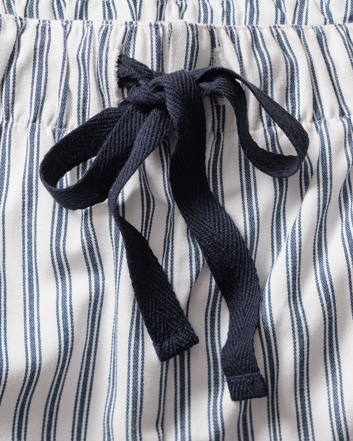 Women's Twill Pajama Long Sleeve Short Set in Navy French Ticking