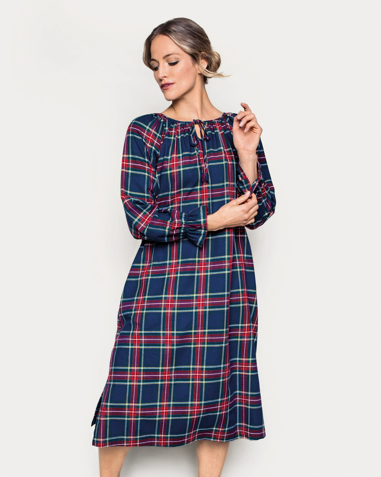 Women's Brushed Twill Delphine Nightgown in Windsor Tartan - HoneyBug