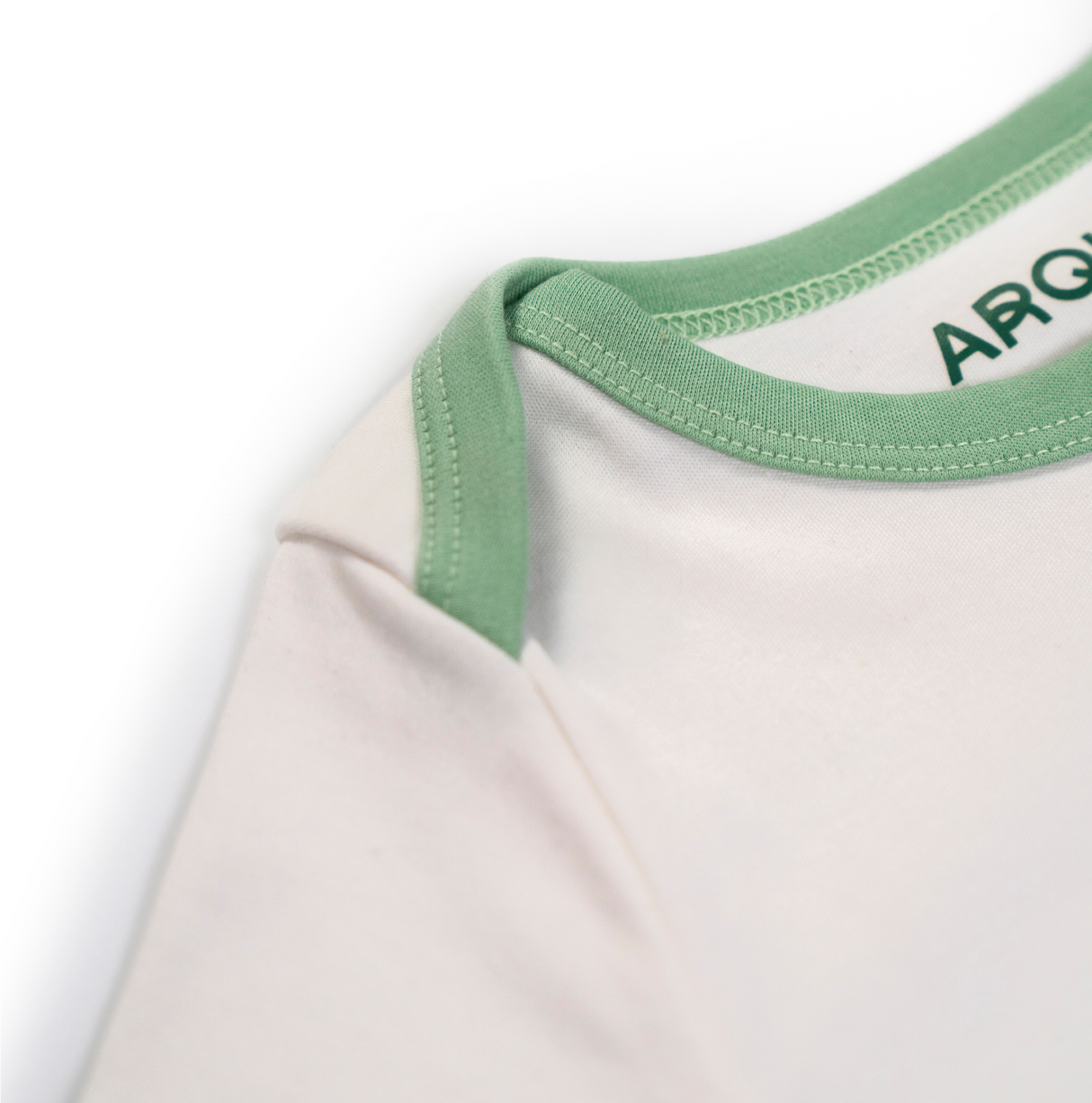 100% Peruvian Pima Cotton White with Grass Green Short Sleeve Snap Bodysuit - HoneyBug