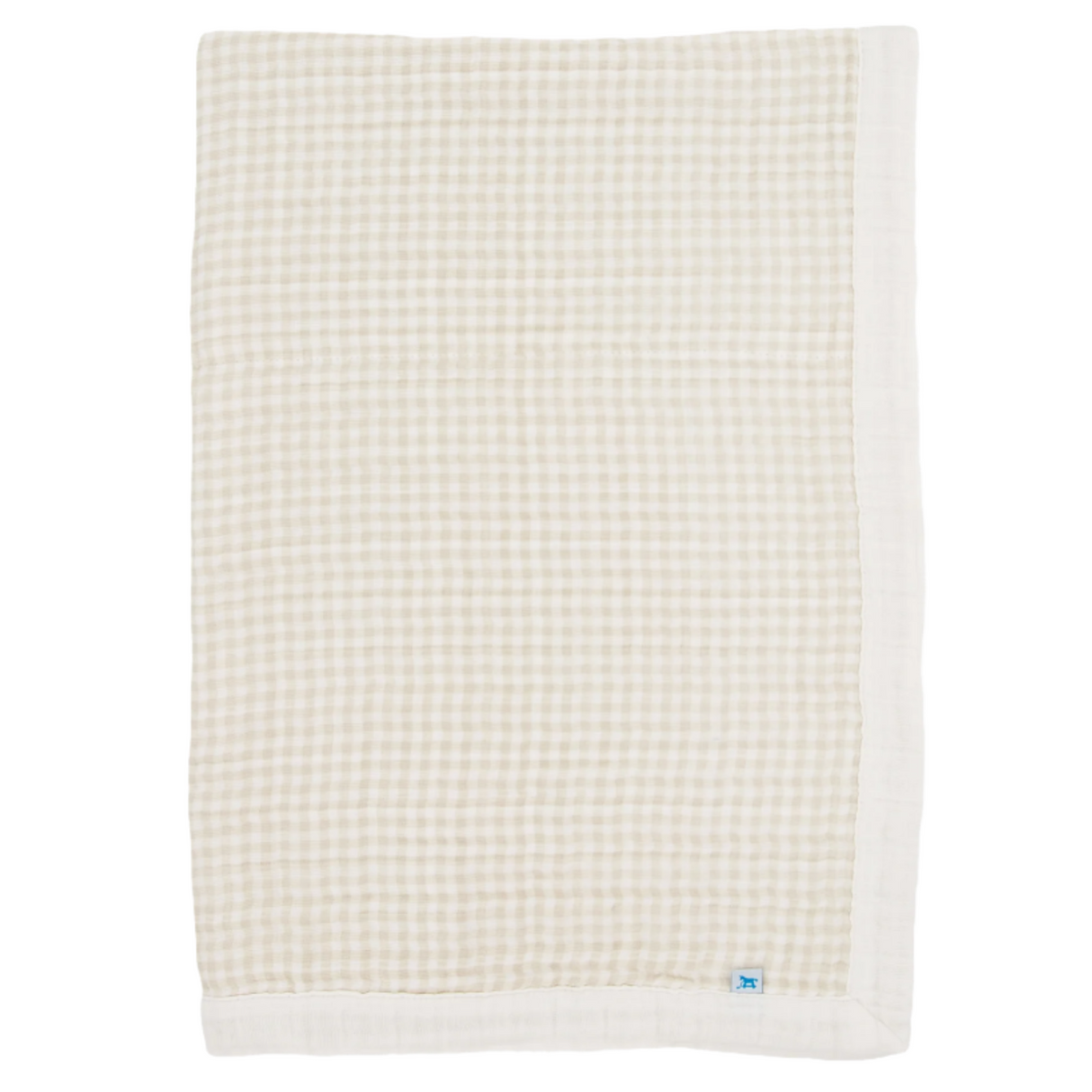 Cotton Muslin Baby Quilt - Tan Gingham - HoneyBug
