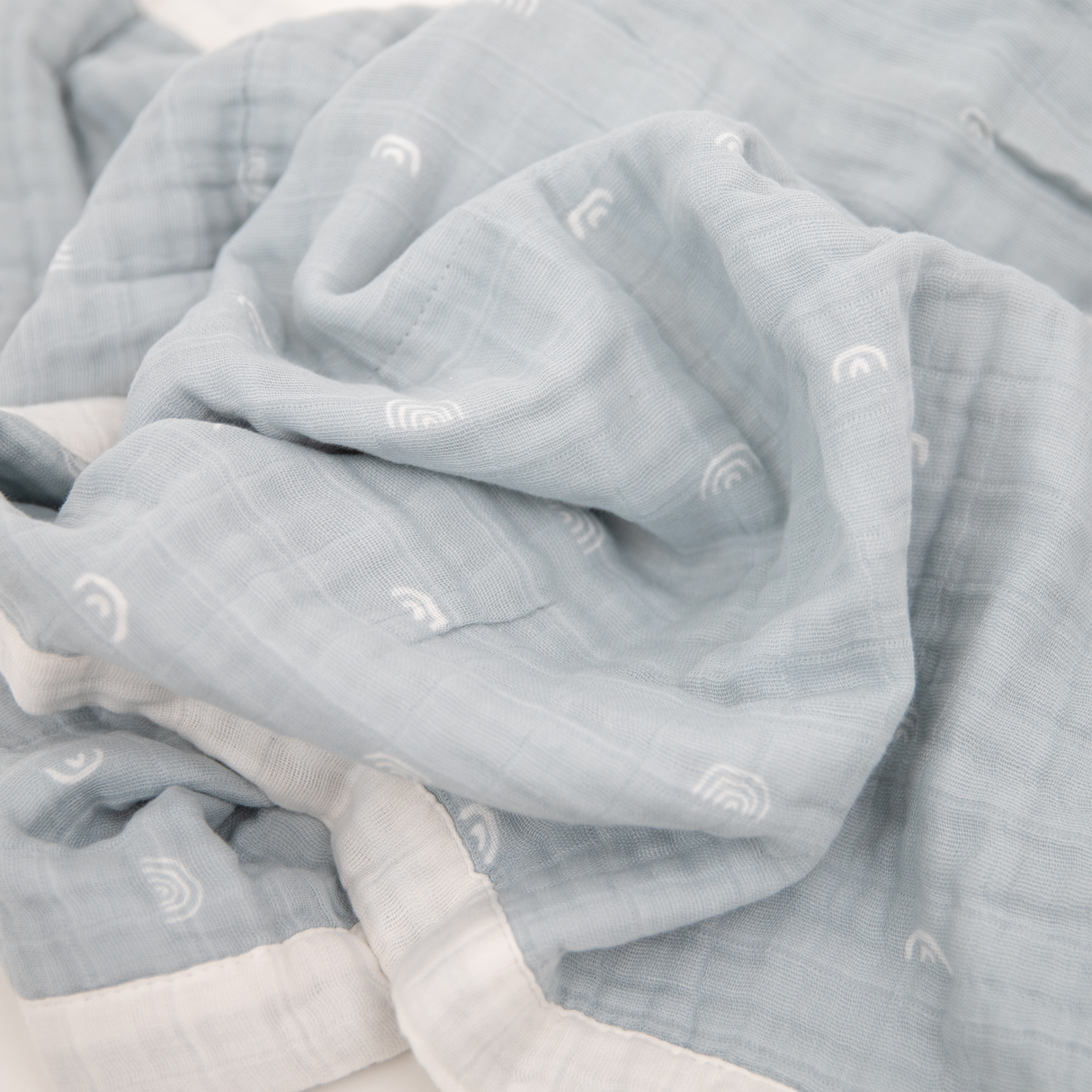 Cotton Muslin Baby Quilt - Blue Rainbow - HoneyBug