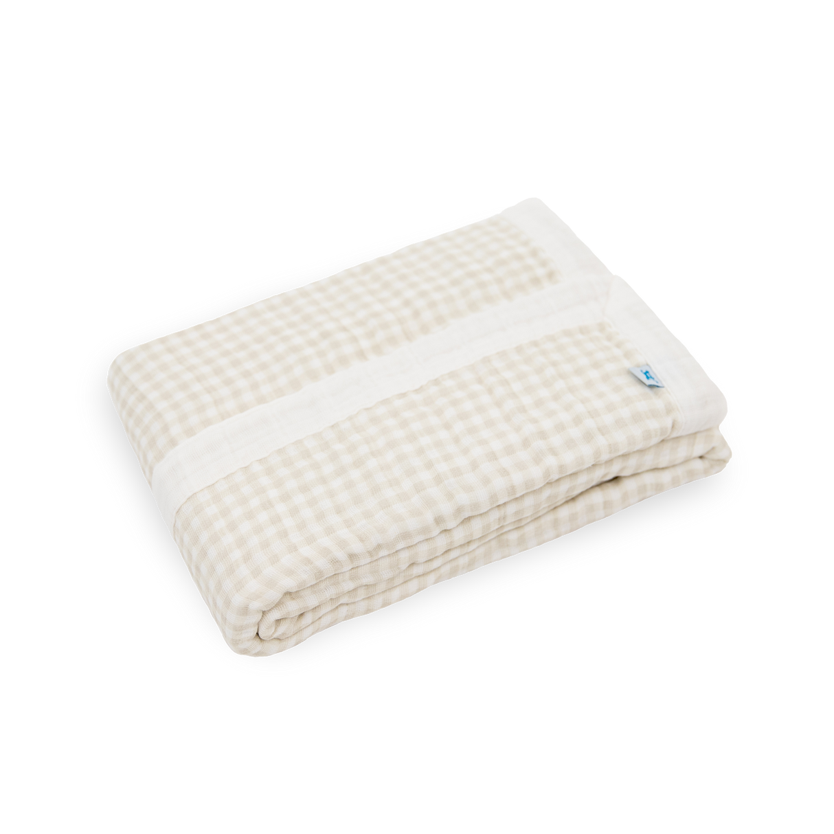 Cotton Muslin Baby Quilt - Tan Gingham - HoneyBug