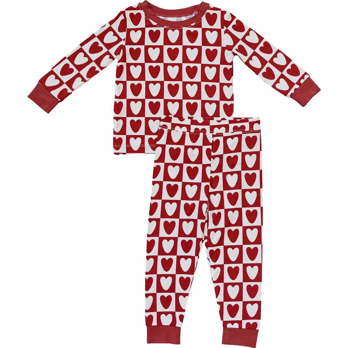 Checkered Hearts Ribbed Bamboo Cozy Set - HoneyBug