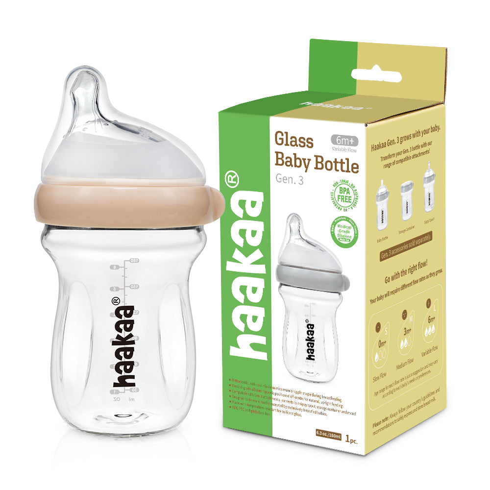 Haakaa Generation 3 Glass Baby Bottle 6 oz/160 ml, 1 PK - HoneyBug