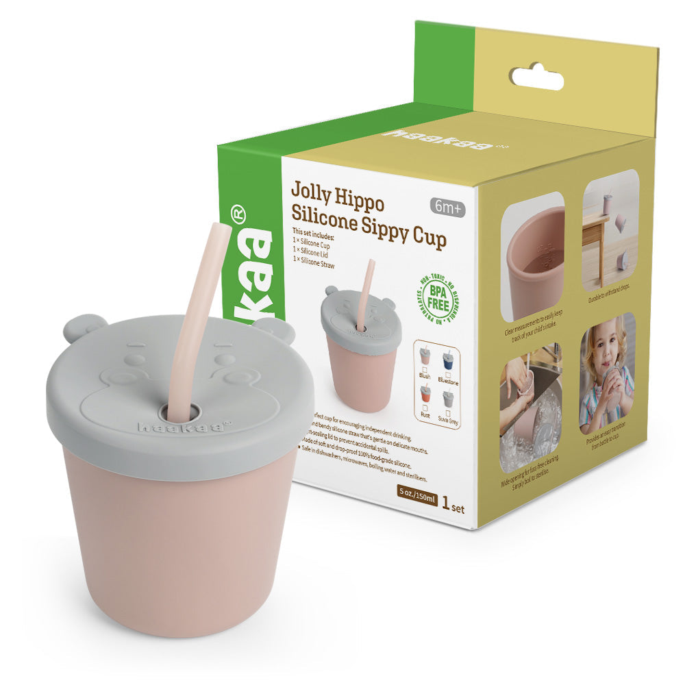 Haakaa Jolly Hippo Silicone Sippy Cup 1 pk - HoneyBug