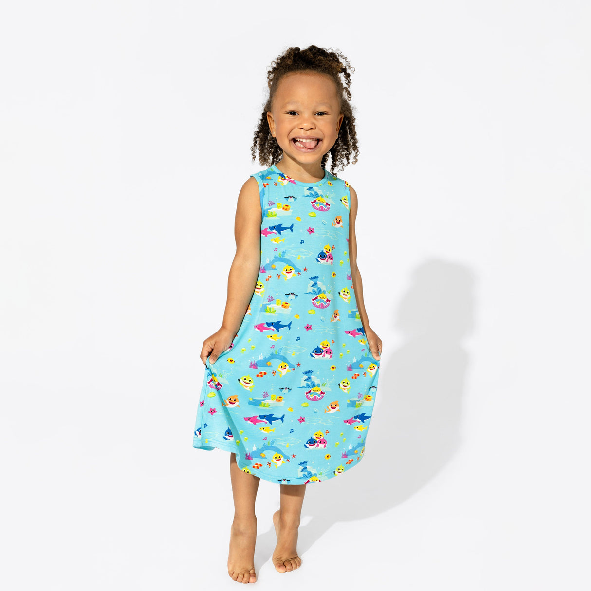 Baby Shark Bamboo Girls' Sleeveless Dress - HoneyBug