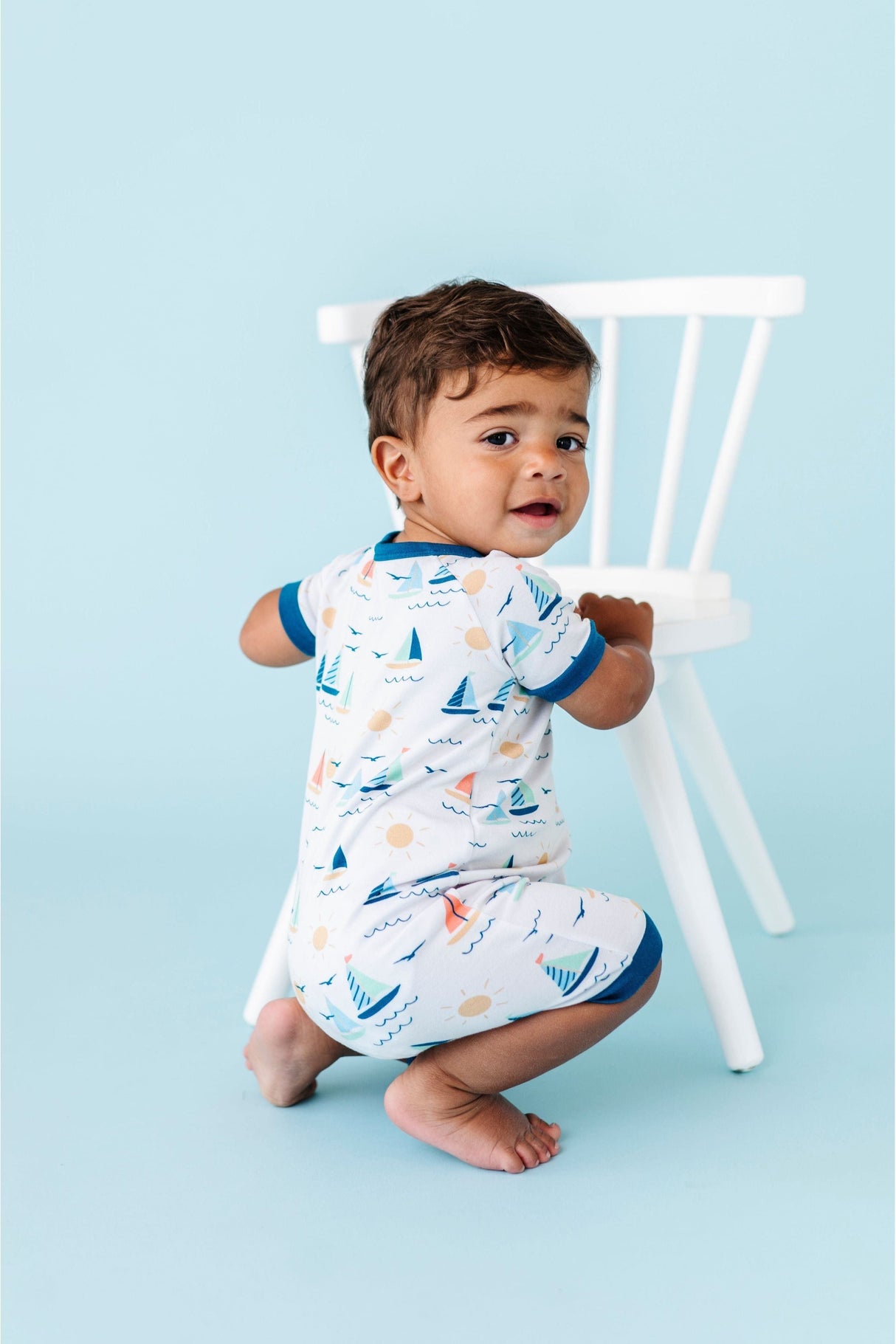 Bamboo Shortie Zip Romper - Kai - HoneyBug