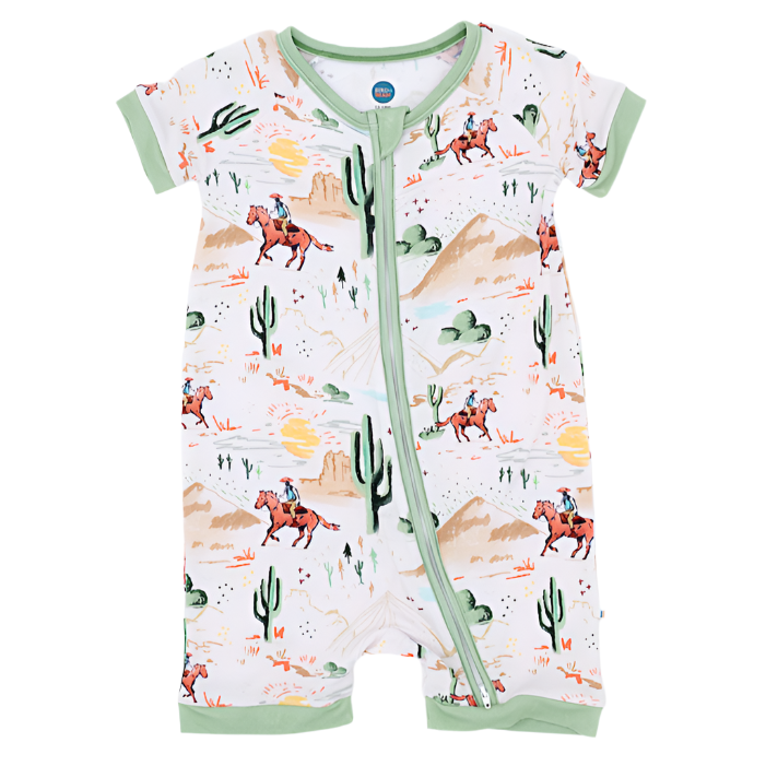 Bamboo Shortie Zip Romper - Billy Western - HoneyBug