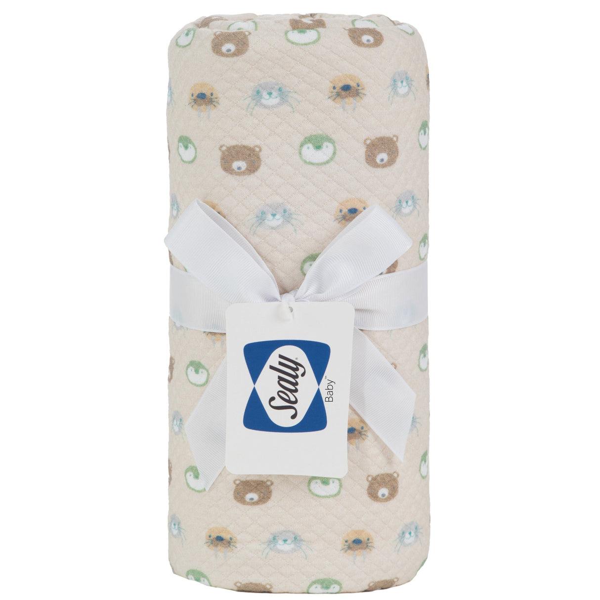 Sealy Baby Printed Knit Blanket - Beige Animal Faces - HoneyBug
