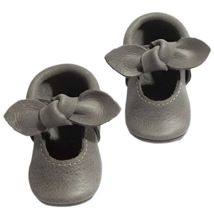 Blue Spruce Knotted Bow Baby Shoe - HoneyBug