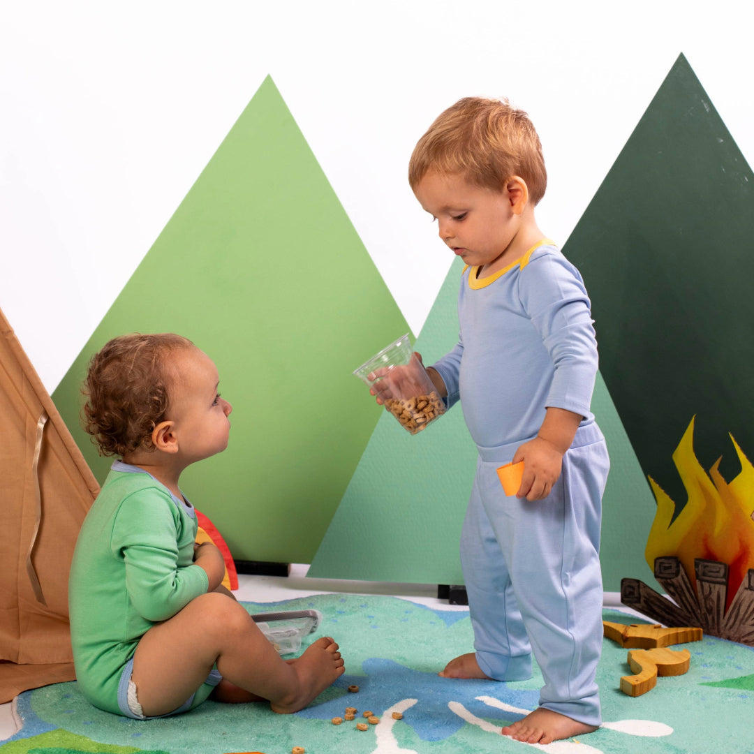 100% Peruvian Pima Cotton Jogger pants in Chambray Blue - HoneyBug