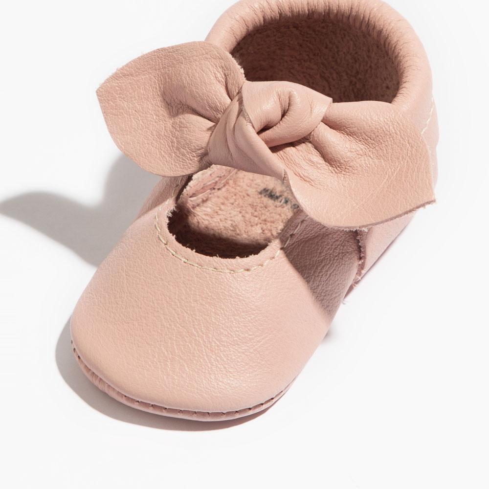 Blush Knotted Bow Baby Shoe - HoneyBug