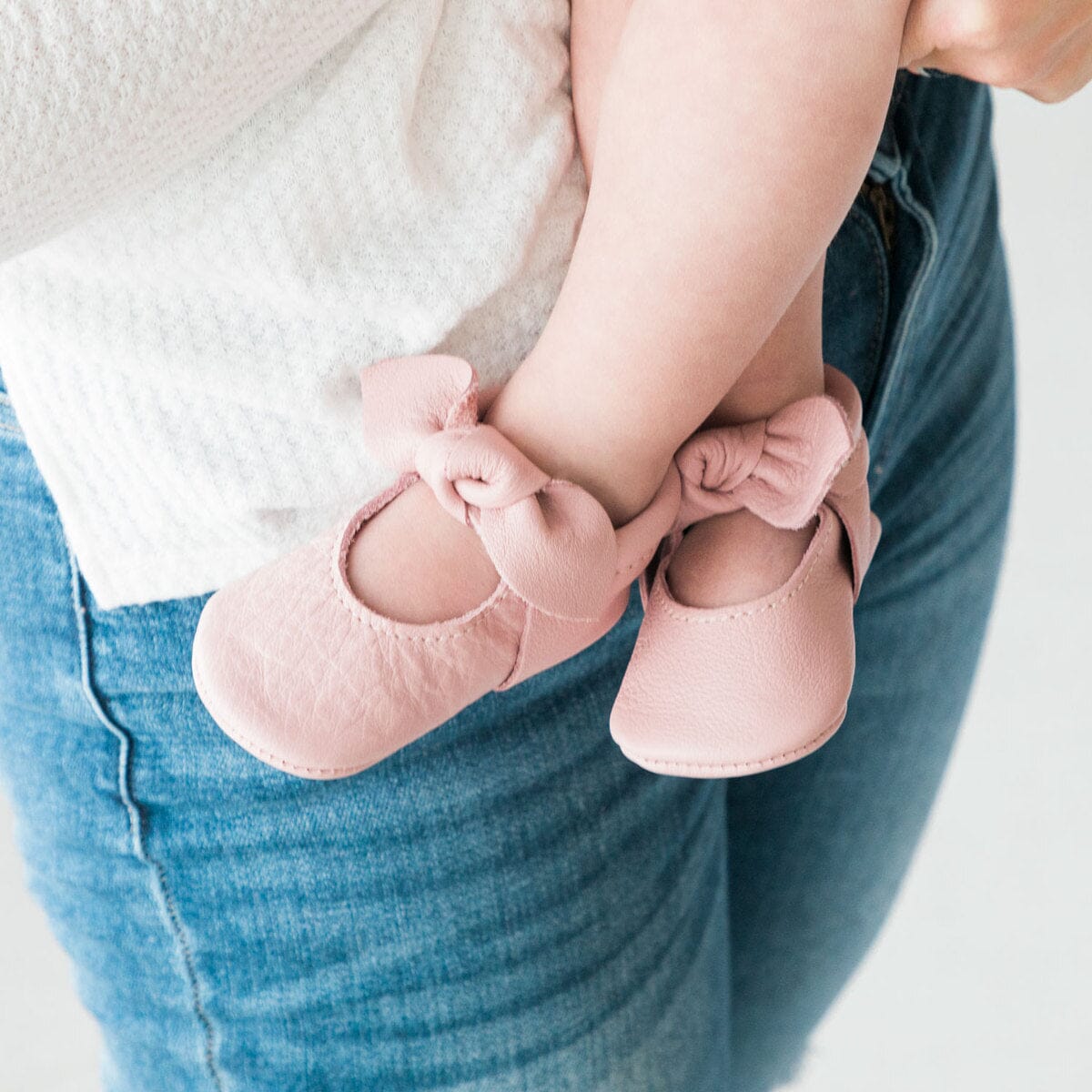Blush Knotted Bow Baby Shoe - HoneyBug