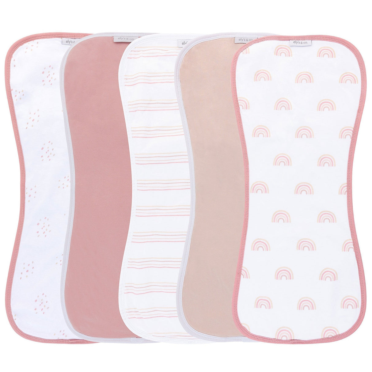 Reversible Burp Cloths - Dusty Pink Rainbow - HoneyBug
