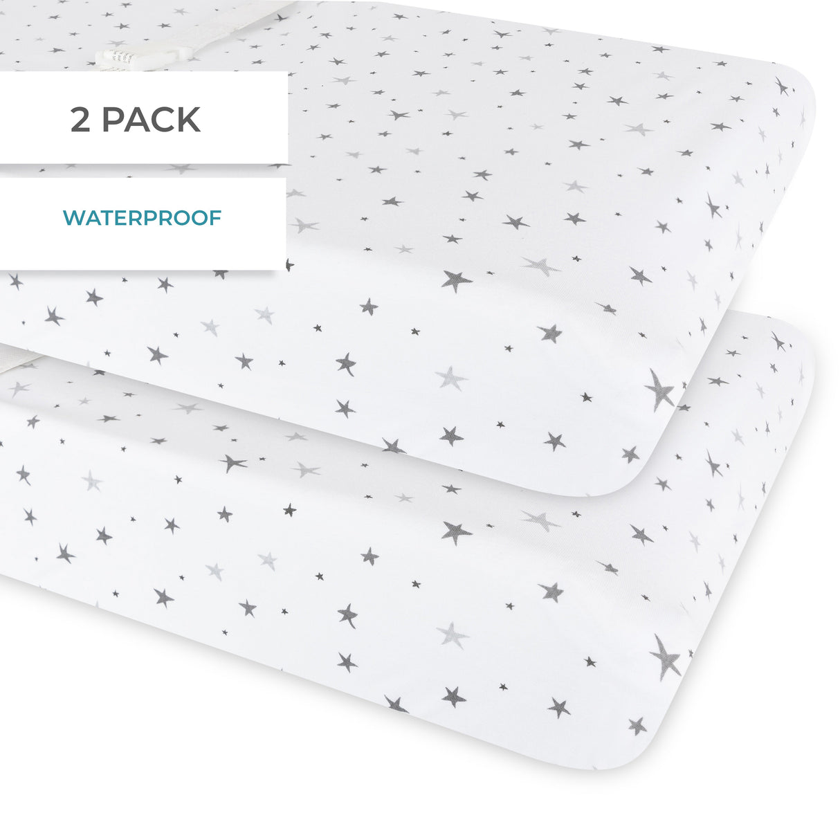 Waterproof Changing Pad Cover | Cradle Sheet Set - Grey Stars - HoneyBug
