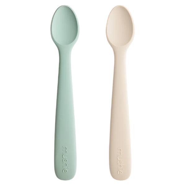 Silicone Feeding Spoons 2-Pack - Cambridge Blue/Shifting Sand - HoneyBug