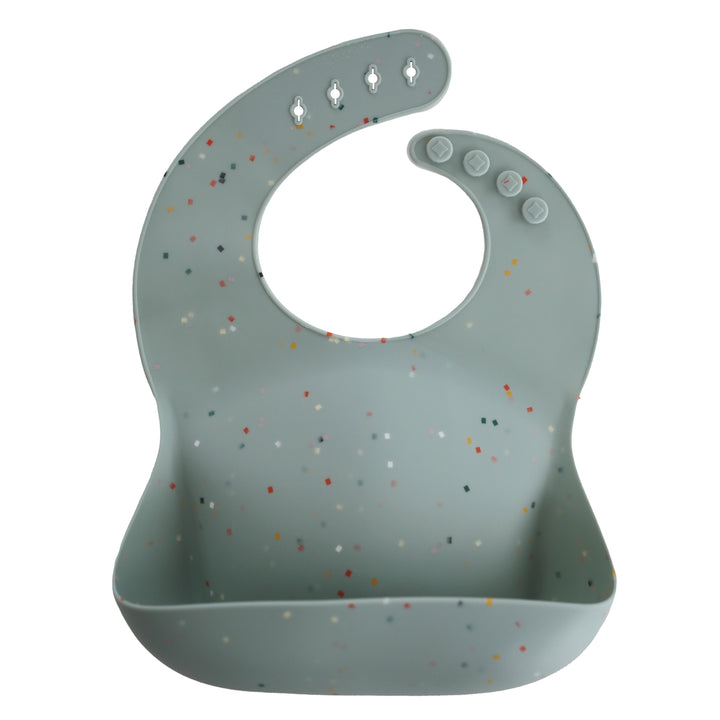 Silicone Baby Bib - Cambridge Blue Confetti - HoneyBug