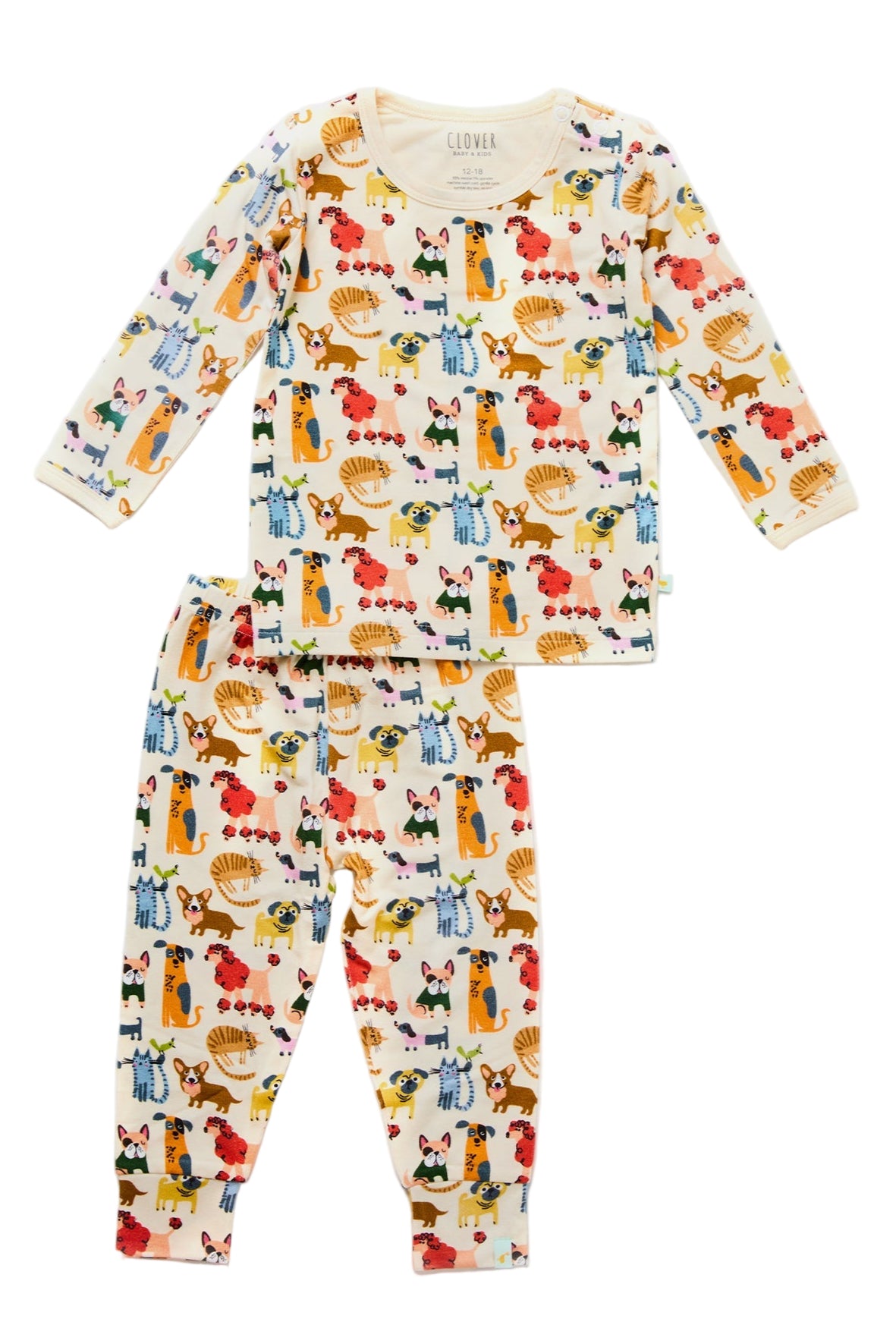Long Sleeve Pajama Set - Cats + Dogs - HoneyBug