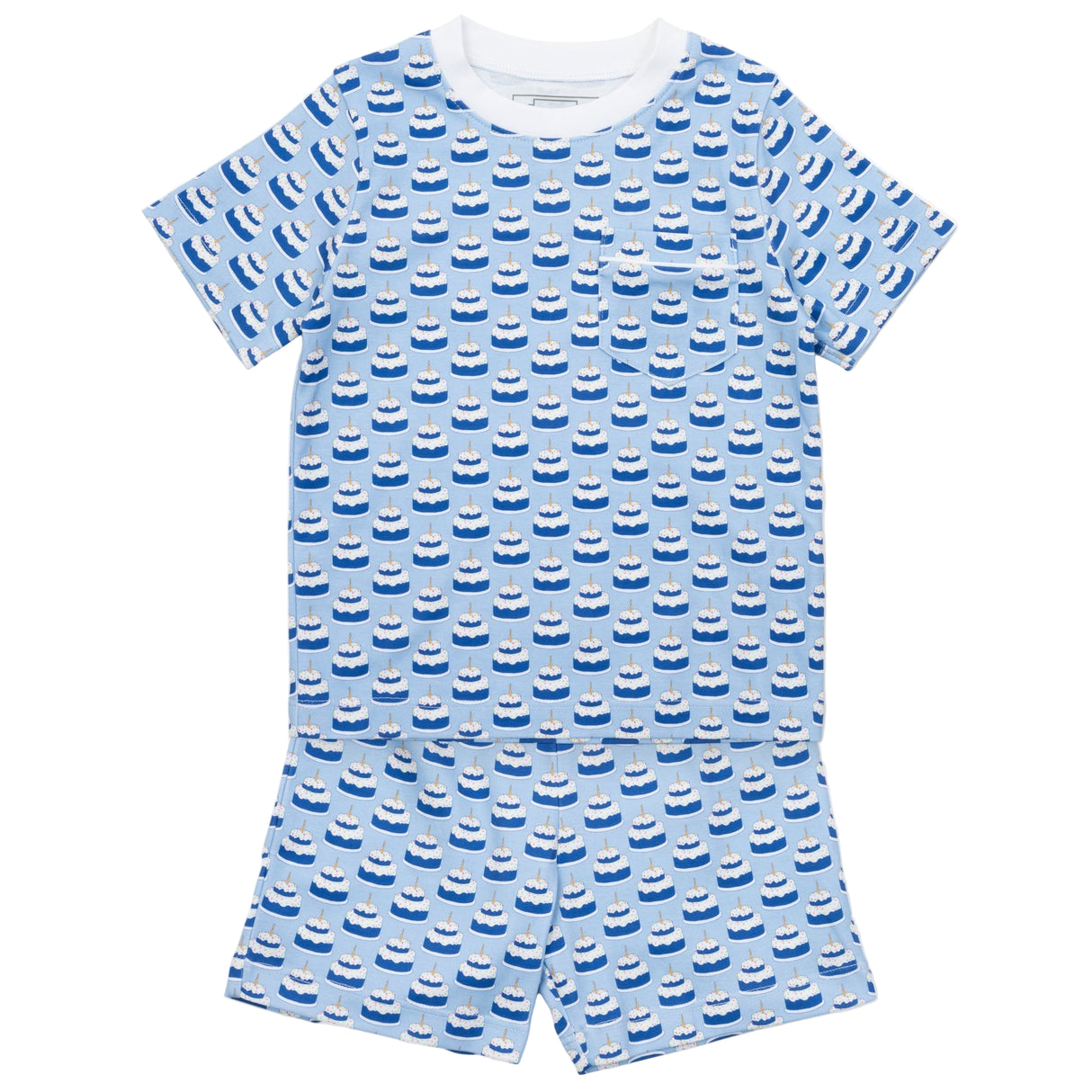 Charles Boys' Short Set - Birthday Cake Blue - HoneyBug
