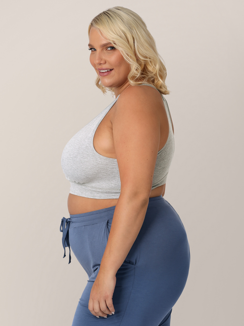French Terry Racerback Nursing & Sleep Bra | Grey Heather - HoneyBug