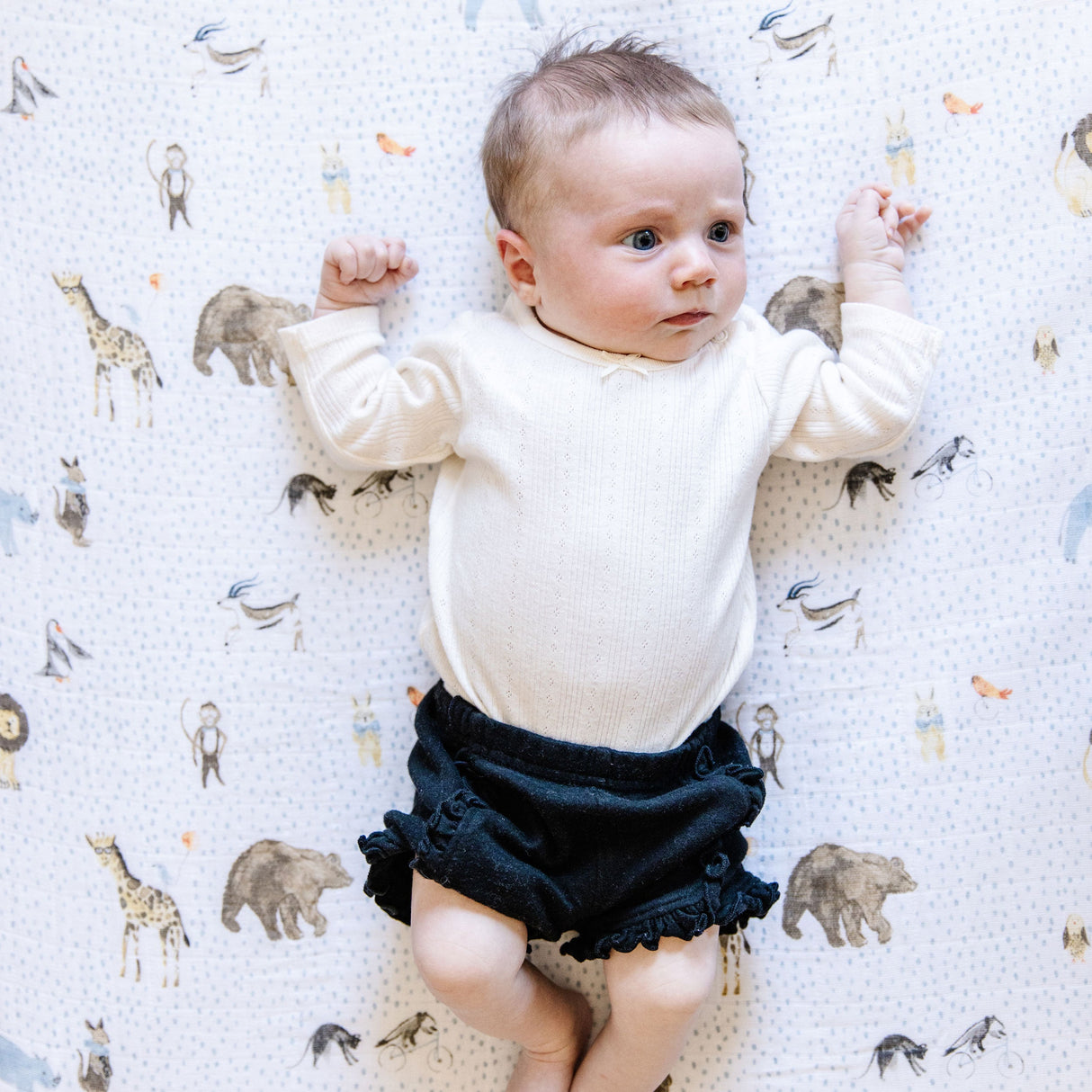 Cotton Muslin Crib Sheet - Party Animals - HoneyBug