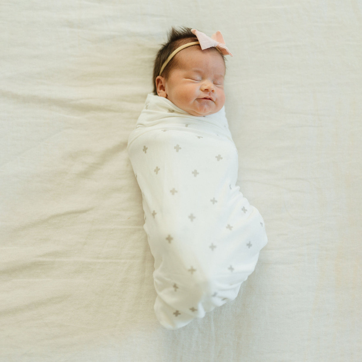 Stretch Knit Swaddle Blanket 2 Pack - Grey Cross - HoneyBug