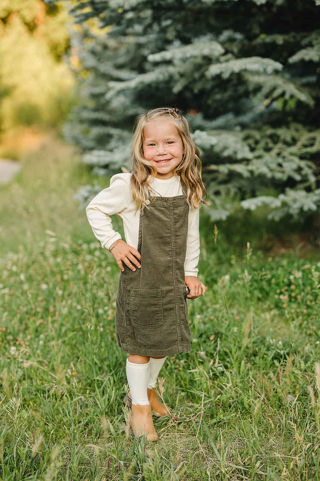 Green Corduroy Dress - HoneyBug