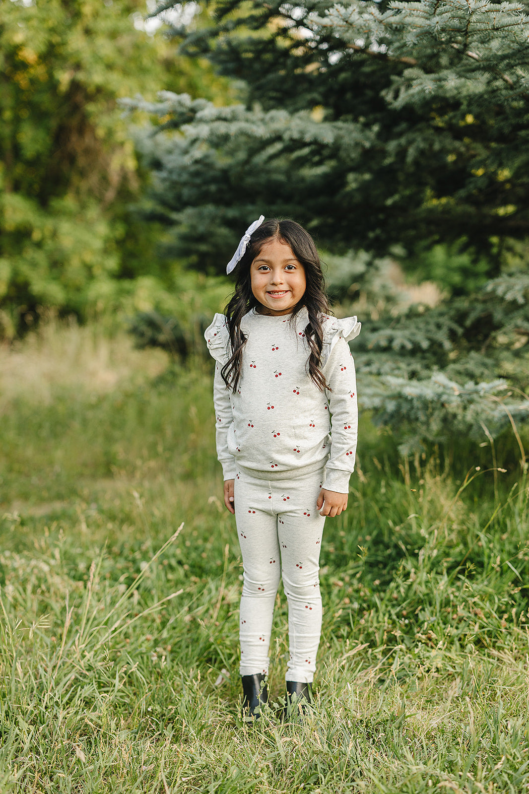 Cherry Ruffle French Terry Set - HoneyBug