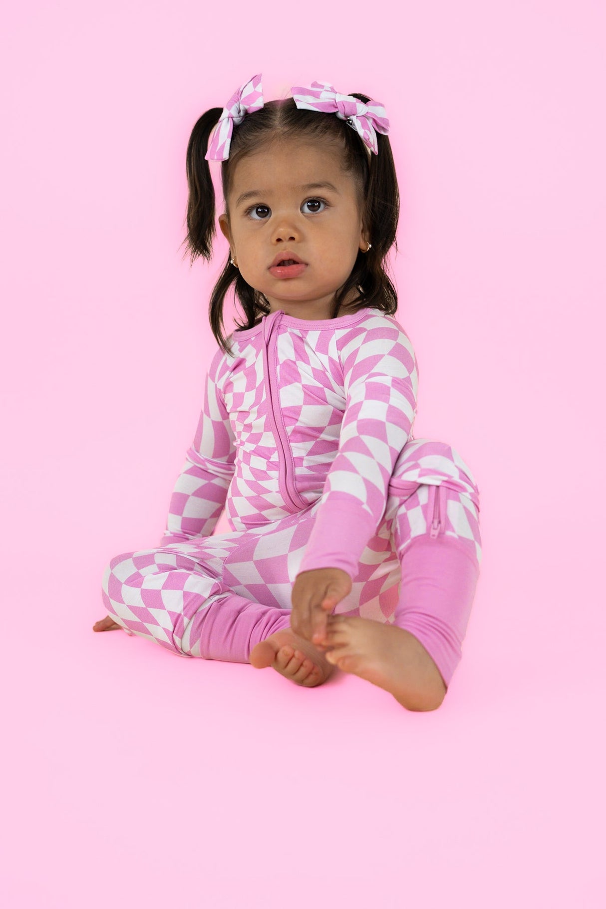 BUBBLEGUM WAVY CHECKERS DREAM ROMPER - HoneyBug