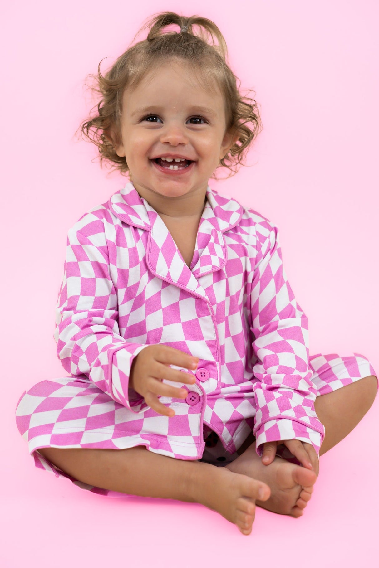 BUBBLEGUM WAVY CHECKERS GIRL'S DREAM GOWN - HoneyBug