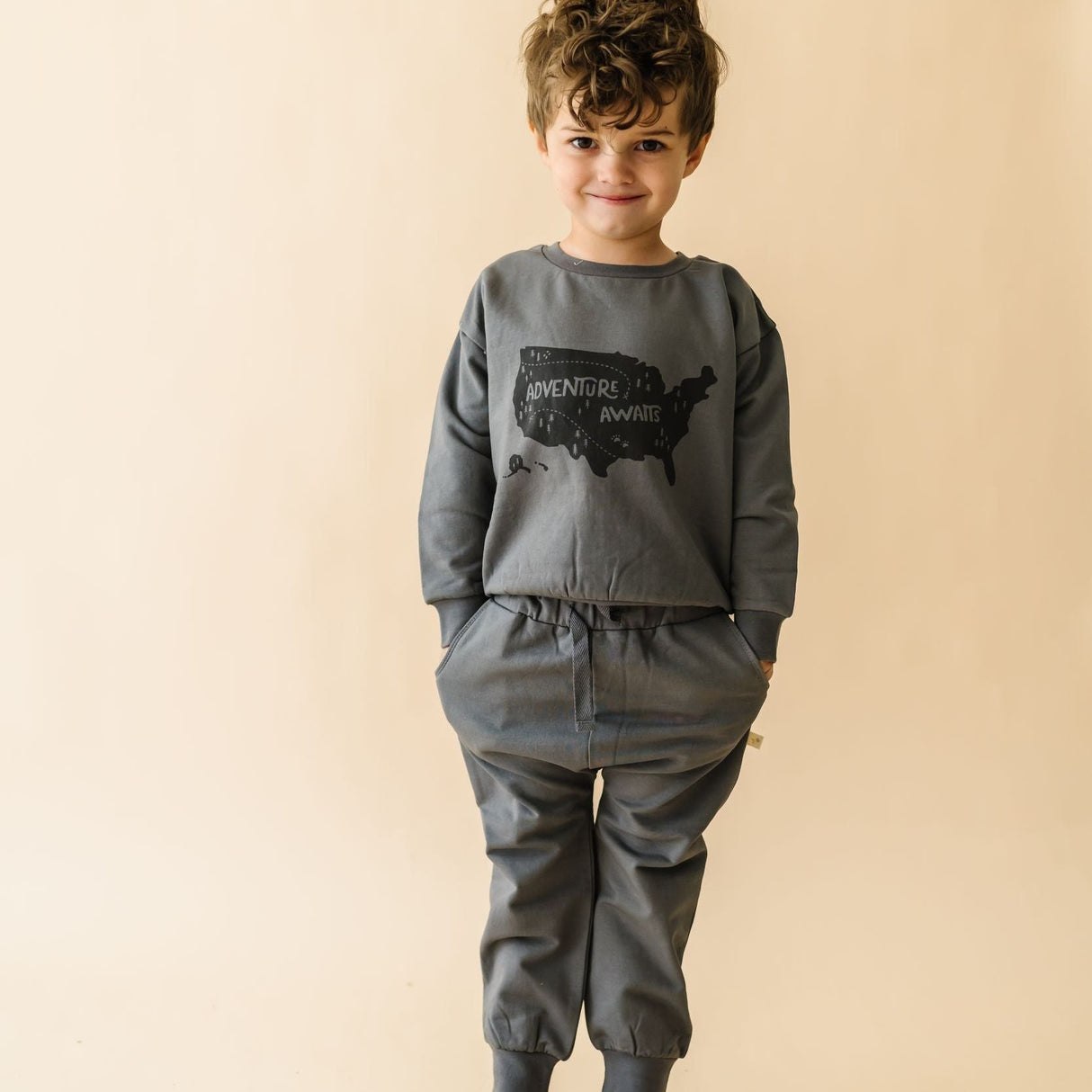 Organic Fleece Sweatshirt - Adventure Awaits - HoneyBug
